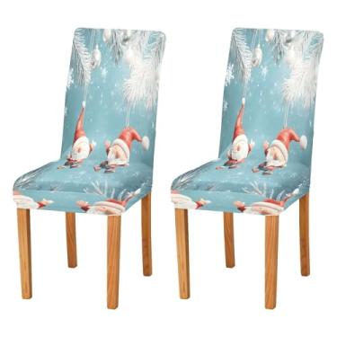 Imagem de SEHANY Conjunto de 2 capas de cadeira de gnomo de Papai Noel para sala de jantar, elástico, removível e lavável, para cozinha, hotel, festa, decoração de Natal
