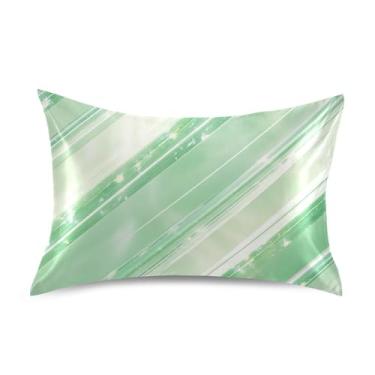 Imagem de Wassud Fronha de cetim brilhante verde claro para cabelo e pele fronhas de seda lisa Queen Size Capas de travesseiro respiráveis com fecho de envelope