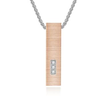 Imagem de Qing Birdee Elegante colar com pingente de urna de perfume de aço de titânio em ouro rosa, 60 cm de comprimento da corrente