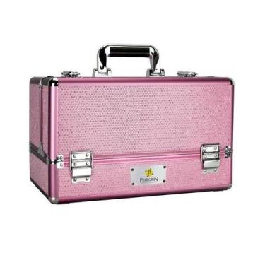 Imagem de Maleta Maquiagem Joias Manicure Alumínio ABS Pelegrin PEL-M1015 Rosa C