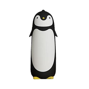 Imagem de GLOGLOW Design de Copos, 300ml, Copo Portátil para Crianças, Isolamento Térmico, Vidro ABS PP, 2,91 X 2,91 X 7,44 Polegadas, Garrafa de água para Uso Externo Com Pinguim Nan (Preto)