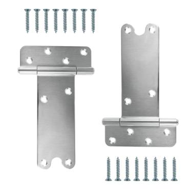 Imagem de Pubotlu Dobradiças de porta de galpão com alça em T, dobradiça em T resistente, dobradiças T-Gate, dobradiças de alça de portão, ferragens forjadas para cercas de madeira, porta de celeiro, portas de