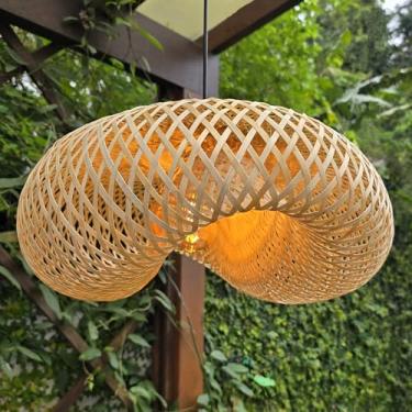 Imagem de Pendente Lustre de Bambu Honolulu 60cm Fiação Preta ou Madeira c/Lâmpada Filamento TrendDecor (Laranja, Fiação preta)