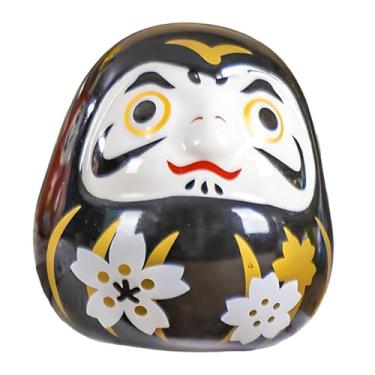 Imagem de IEUDNS Boneca Daruma Ornamento de Mesa Escultura de Arte Multifuncional Acessórios Estátua de Cerâmica Branca para Mesa Restaurante Quarto, Preto