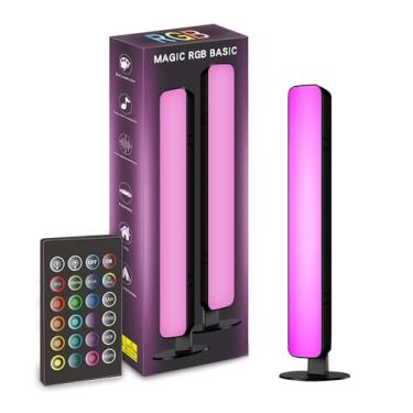 Imagem de 1pc Luz LED RGB Lâmpada Ambiente de Ritmo Musical com Base Multiposição USB Controle IR Decoração Residencial Parede Sala Estar