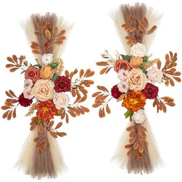 Imagem de Lisuun Flores de arco de casamento, flores artificiais para pano de fundo de recepção e sinal de cerimônia de boas-vindas, flores grandes para decoração floral de cerimônia de casamento de sonhos
