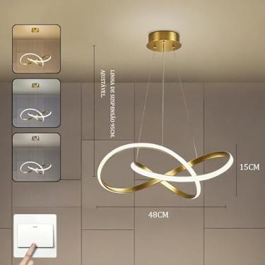 Imagem de 3 Cores em 1 luz Lustre Para Sala Lustre Pendente Cozinha Luminária de Teto Led Nordic Moderno Decoração Para Sala(Estilo B/Ouro (110V-220V))