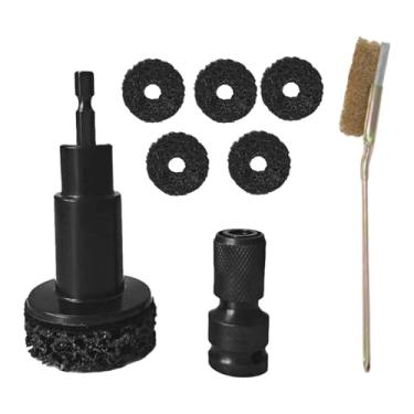Imagem de MotiveTech Ferramenta para Remover Ferrugem de Aros, Ferramenta de Manutenção, Kit de Limpeza Profissional para Discos E Cubos de Roda para Detalhamento de Veícu, Preto com pincel
