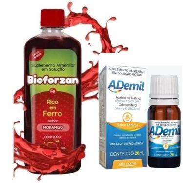 Imagem de Bioforzan morango 400ml + Ademil Vitaminas A Vitamina D 20ml - Arte Na