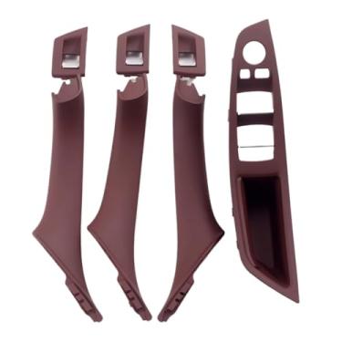 Imagem de Lhd Rhd Bege Preto Marrom Ostra Interior Do Carro Apoio De Braço Da Porta Dentro Puxar Conjunto Compatível Com Bmw Série 5 F10 F11 523i 525i 528i 530i(RHD Redbrown)