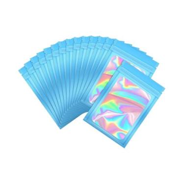 Imagem de Sacos De Mylar Holográficos Com Fecho Zip, 50 Peças, Embalagem Plástic