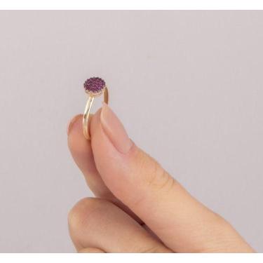 Imagem de Anel Pavê Pedras Vermelhas Ouro Puro 10k An107 - MAEHLER Arte Em Joias