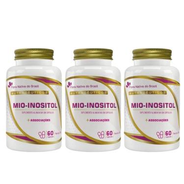 Imagem de Kit Com 3 - Mio-Inositol + Associações 60 Capsulas 500mg Flora Nativa-Unissex
