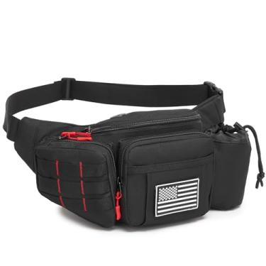 Imagem de Pochete tática para homens, impermeável, com sistema MOLLE, bolsa de cintura militar, cinto de quadril com alça ajustável, orifício para fone de ouvido, mochila para atividades ao ar livre, caminhadas