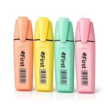 Imagem de Kit 4 Marca Texto Tons Pastel Caneta Marcador Colorido Ponta Chanfrada Material Escolar Escritório Estudo Volta Aulas 2026