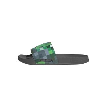 Imagem de adidas Sandália unissex Adilette Shower-Minecraft Slide, Cinza/cinza/verde, 12 Women/11 Men