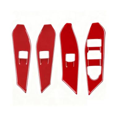 Imagem de KUJOOY Para Chevy Equinox 2025 2026 Acessórios interiores ABS vermelho profundo ABS interruptor de janela da porta dianteira traseira decoração painel capa central guarnições de console (decoração de