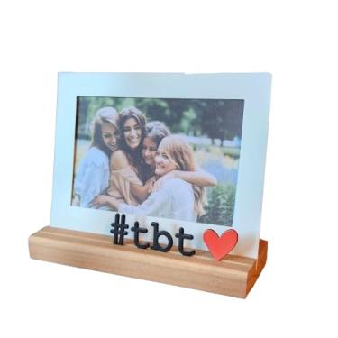 Imagem de Porta Retrato 10X15cm #tbt, Moldura Decorativa em Metal e Madeira - GEGUTON