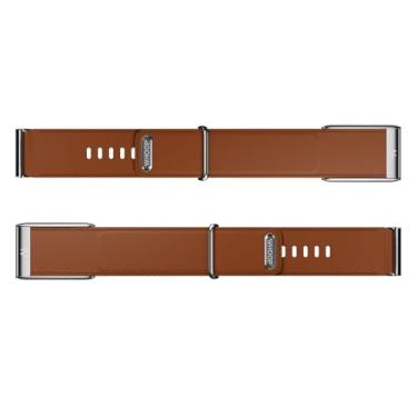 Imagem de WHOOP Pulseira MG LeatherLuxe – Acessório de couro italiano genuíno para uso em saúde, fitness e bem-estar – compatível com ECG – não compatível com a geração 4 – Castanho/creme liso com titânio