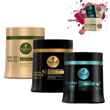Imagem de Kit Máscaras Haskell Cronograma Capilar Cabelos Crespos 500g
