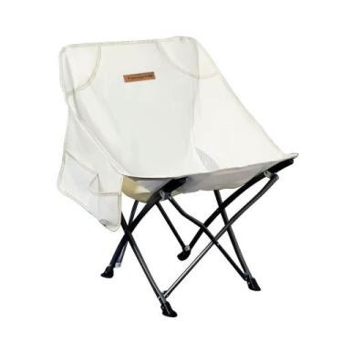 Imagem de Cadeira Dobrável de Camping Pesca Premium Preta ou Bege Possui bolso u