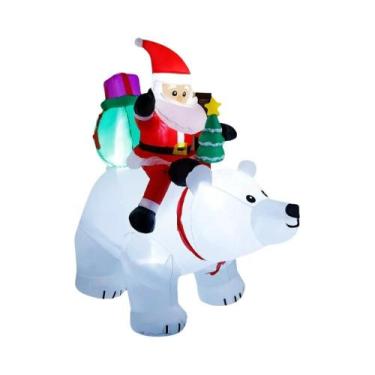 Imagem de Papai Noel Inflável De 2,1M Com Cabeça Oscilante E Luzes LED Para Deco