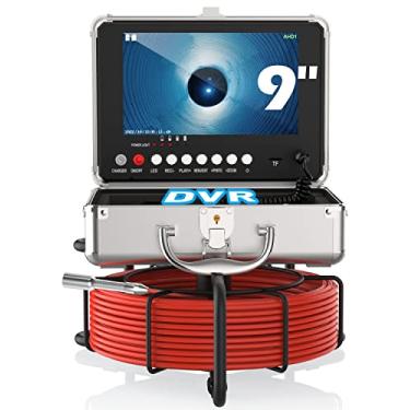 Imagem de Anysun Câmera de esgoto – Cobra de drenagem HD 1080p com monitor IPS de 9 polegadas e cabo de 30 metros, câmera de inspeção de tubos à prova d'água IP68 com gravação DVR e cartão de memória de 16 GB