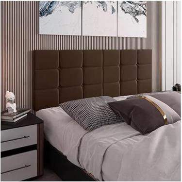 Imagem de Cabeceira Painel Estofada Suspensa Bia 1,60 Cama Box casal (Marrom Suede)