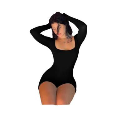 Imagem de Macacão Feminino Justo Com Renda, Costas Nuas, Manga Comprida, Estilo 