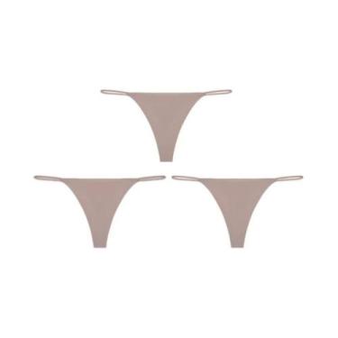 Imagem de Calcinhas Tanga Sem Costura De Cintura Baixa 3PCS Com Alças Finas E Al