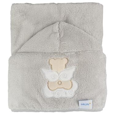 Imagem de Toalha de Banho Baby Joy Super Seca com Capuz Bordado 70x90 cm – Anjinho Cinza