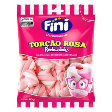 Imagem de Marshmallow Recheado Rosa Branco 80g Fini