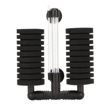 Imagem de MOPFOL Filtro de aquário de esponja dupla de plástico preto com ventosas de alta eficiência e filtro de esponja removível para aquário de peixes