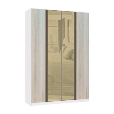Imagem de Guarda Roupa 4 Portas 3 Gavetas 159,2 Cm Com Vidro Reflecta Bronze Prime Luciane Móveis