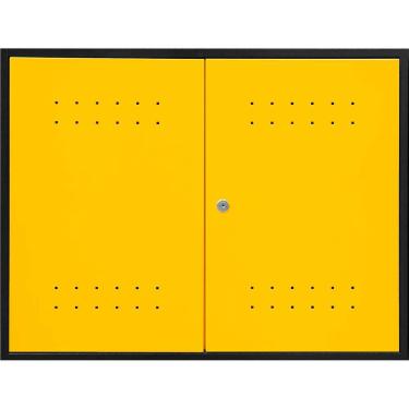 Imagem de Armário Superior Ferramentas Oficina Modular Vonder Aéreo Capacidade 30kg Aço Carbono Preto Amarelo