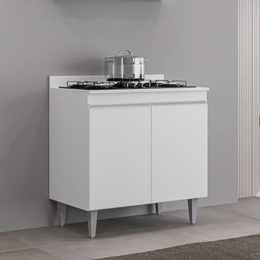 Imagem de Balcão Cooktop Ellen 80cm 2 Portas Branco Maderatto Móveis
