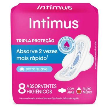 Imagem de Absorvente Intimus Tripla Proteção Cobertura Suave com Abas 8 unidades