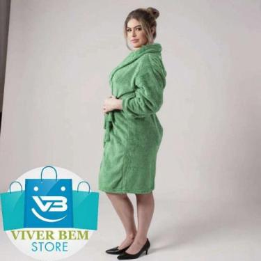 Imagem de Roupão Microfibra Premium super macio Unissex Cor:Verde salviaTamanho: