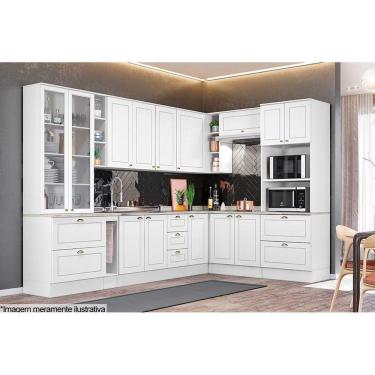 Imagem de Balcão de Cozinha Americana p/ Pia 3 Gavetas e 2 Portas c/Tampo 120cm Branco - Henn