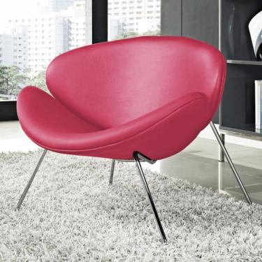 Imagem de Poltrona Trevo Couro Sintético Rosa Base Inox