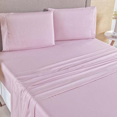 Imagem de Jogo De Cama Top Line Casal Queen 4 Peças 180 Fios 100% Poliéster - Rosê