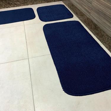 Imagem de Jogo De Passadeira Primavera Para Cozinha 03 Peças Com Base Antiderrapante 100% Polipropileno - Azul Petróleo