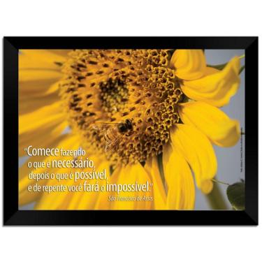Imagem de Quadro Decorativo Frases Girassol Com Moldura E Vidro