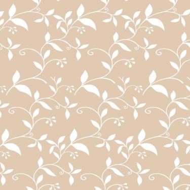 Imagem de Papel De Parede Marrom E Flores Brancas Adesivo Sala Cozinha