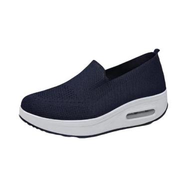 Imagem de Tênis Casuais Femininos Respiráveis Em Malha, Slip-On, Para Caminhada,