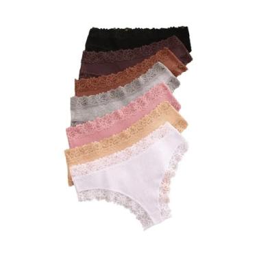 Imagem de Conjunto De Calcinhas Brasileiras Sexy De Renda E Algodão Sem Costura 