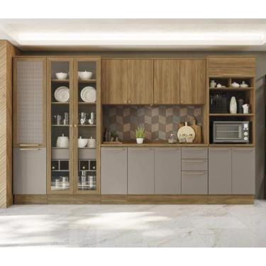 Imagem de Armário de Cozinha Modulada Completa Reta 9 peças 3,60m 212 Botanic Ka