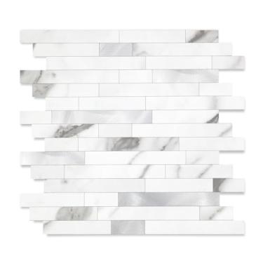 Imagem de Yipscazo 2026 New Upgrade Peel and Stick Stone Metal Tile Backsplash, Stick on Tiles for Backsplash Kitchen, banheiro (20 folhas, mármore branco metal)