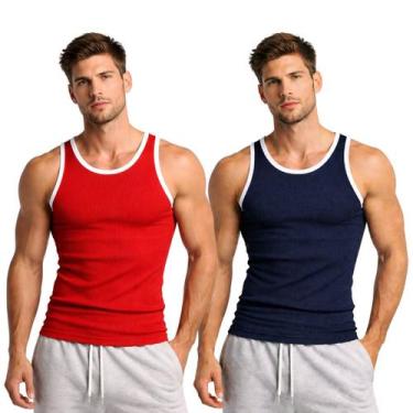 Imagem de Regata Masculina Americana Academia Canelada 100 Algodão - APONTAL, Ve