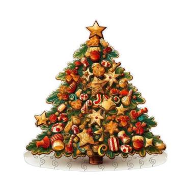 Imagem de Quebra-Cabeça 3D De Madeira Árvore De Natal Adulto, Caixa De Presente 